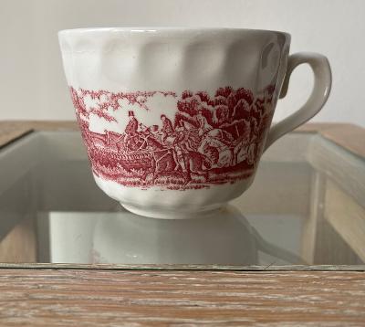 Set plates, cups and cups white and pink, english dishes