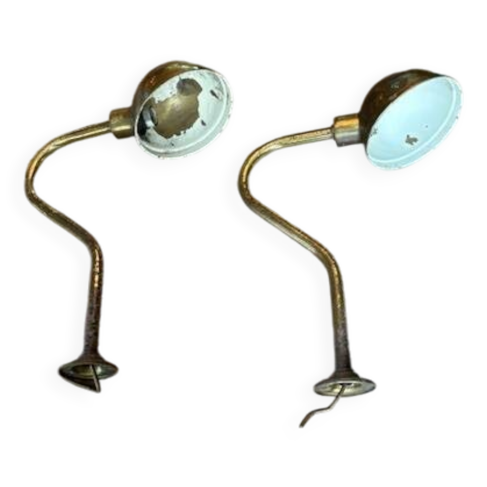 2 industrial brass wall lights - Denmark 70s-80s