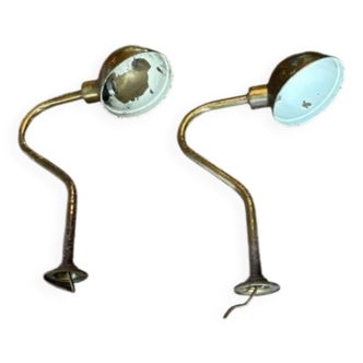 2 industrial brass wall lights - Denmark 70s-80s