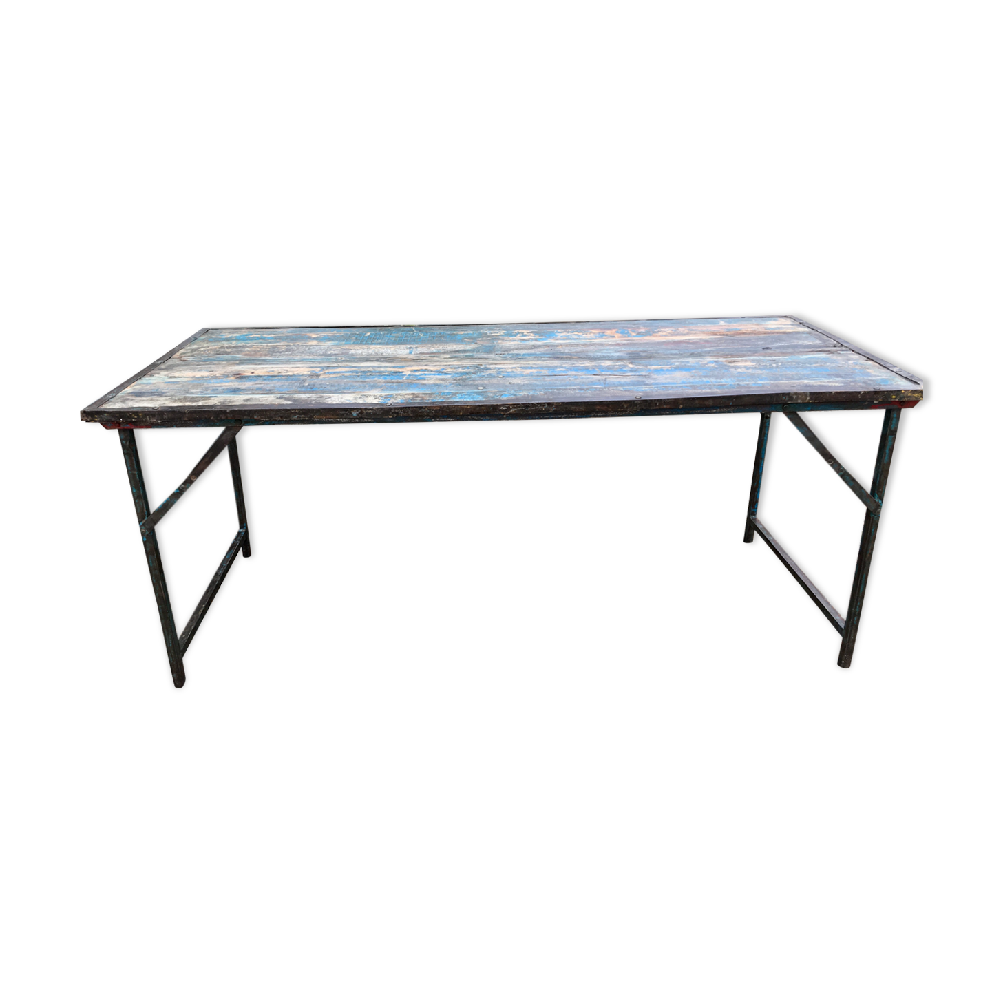 Folding high table in wood and iron