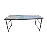 Folding high table in wood and iron