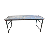 Table haute pliante en bois et fer