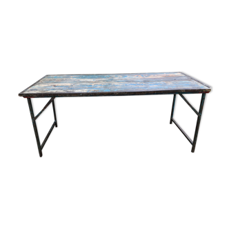 Table haute pliante en bois et fer