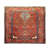 Tapis persan traditionnel noué à la main tapis de salon en laine rouge 134x136cm