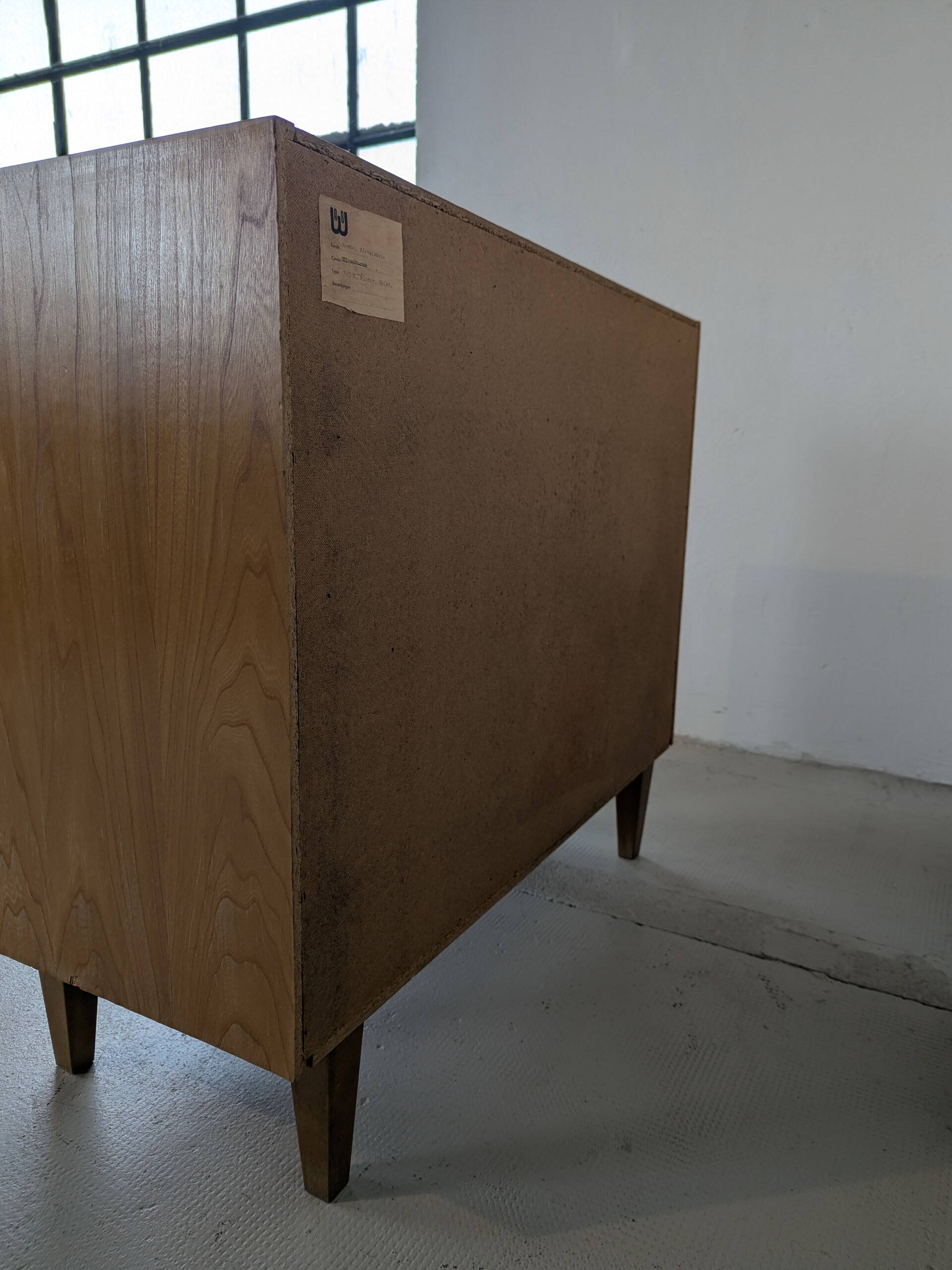 Vintage display cabinet in light wood, 1970s.