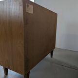 Vintage display cabinet in light wood, 1970s.