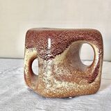Bertoncello ,,screziato tabacco" glaze, cube vase italian vintage mid century from the 1970's by rob