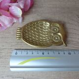 Small carved brass owl ashtray, owl pocket ashtray