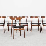 Midcentury Danish set of 6 dining chairs in rosewood by Henning Kjaernulf for Bruno Hansen 1960s