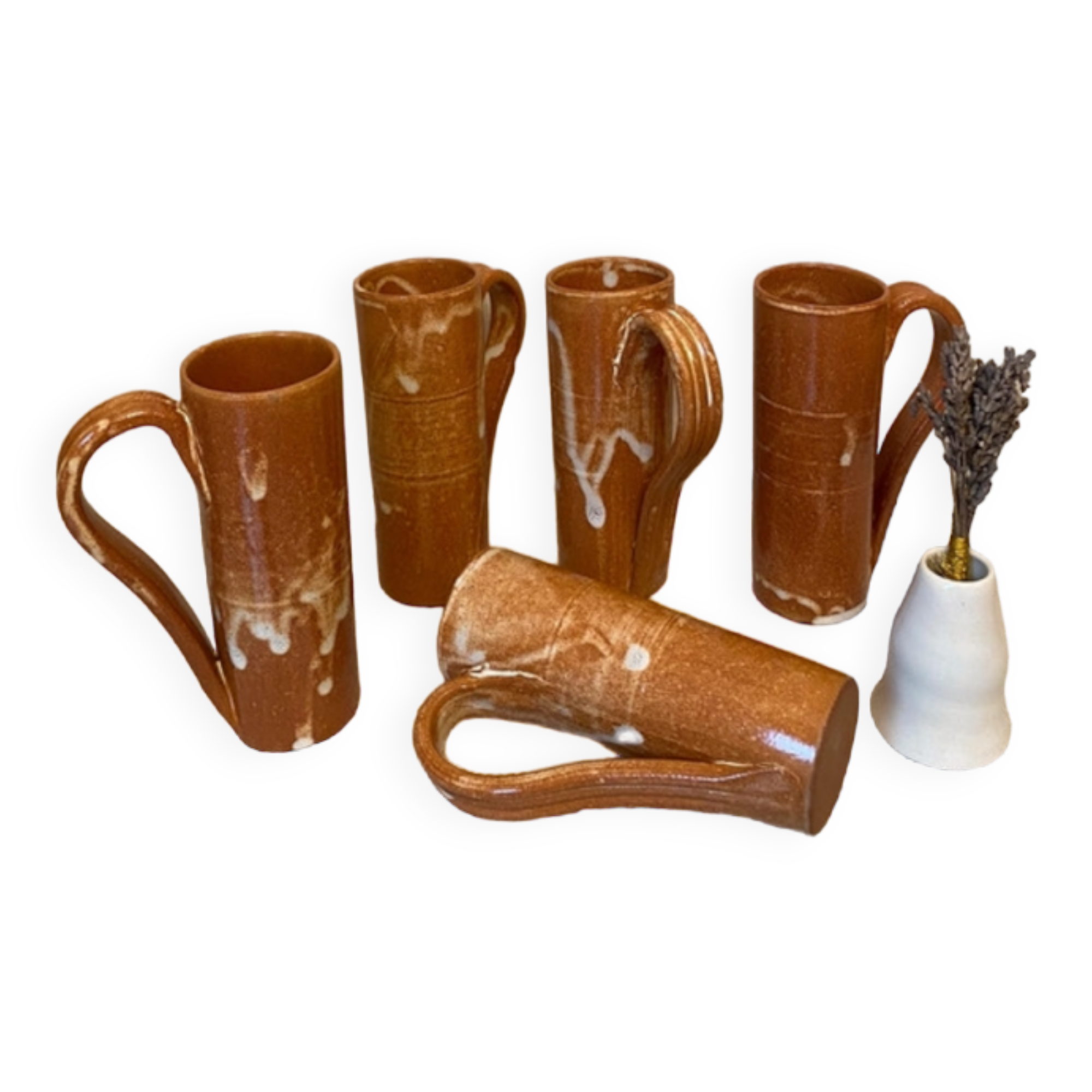5 handcrafted ceramic cups