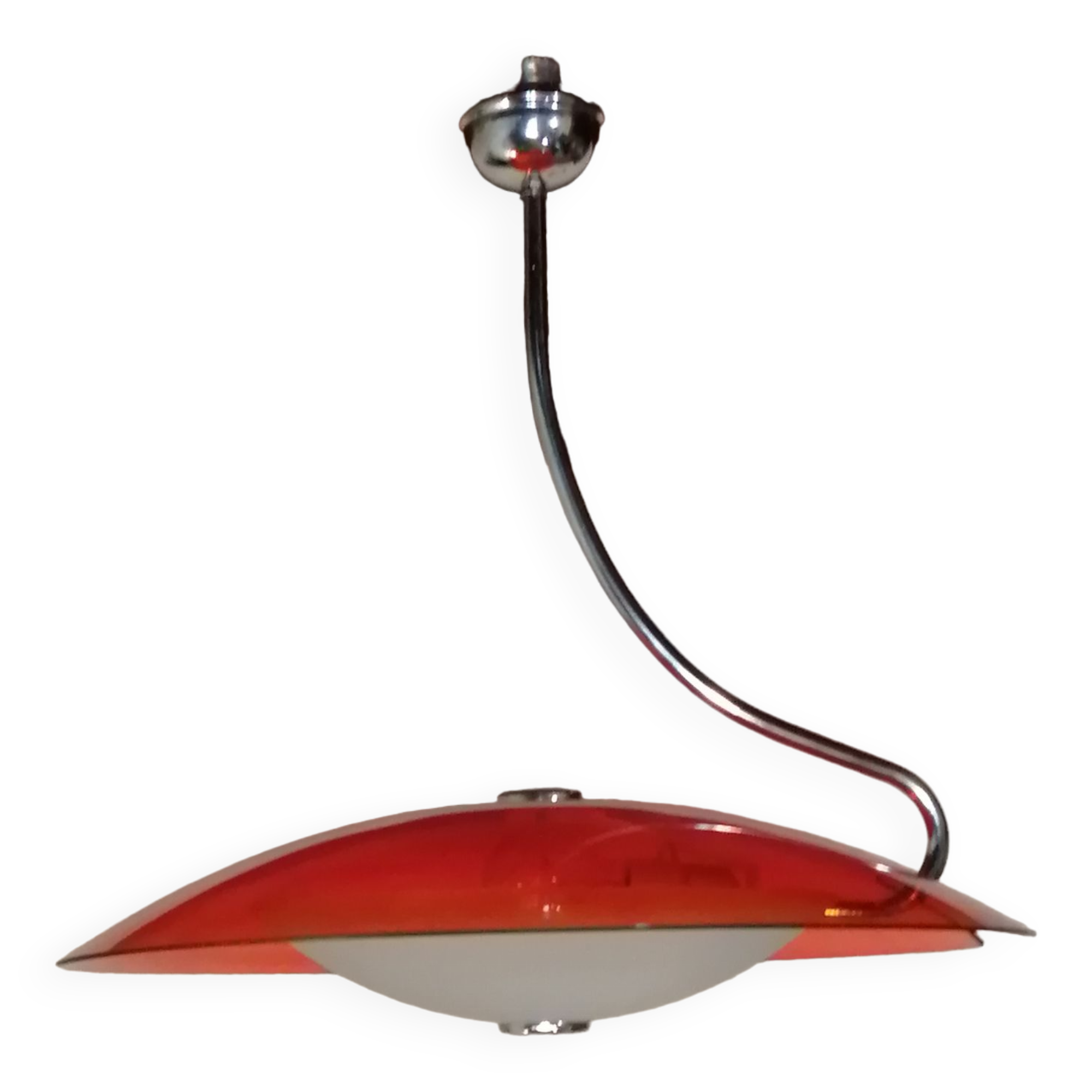 Vintage red space age glass pendant from the 80s