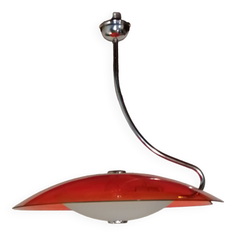 Suspension en verre space age vintage rouge année 80