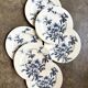 6 Lunéville dessert plates in blue ironstone, "Azaléa" service