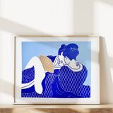 Original linocut, erotic Japanese print
