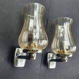 Pair of vintage chrome wall sconces