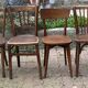 Set of 8 vintage bistro chairs, 50s, 60s, dark oak.