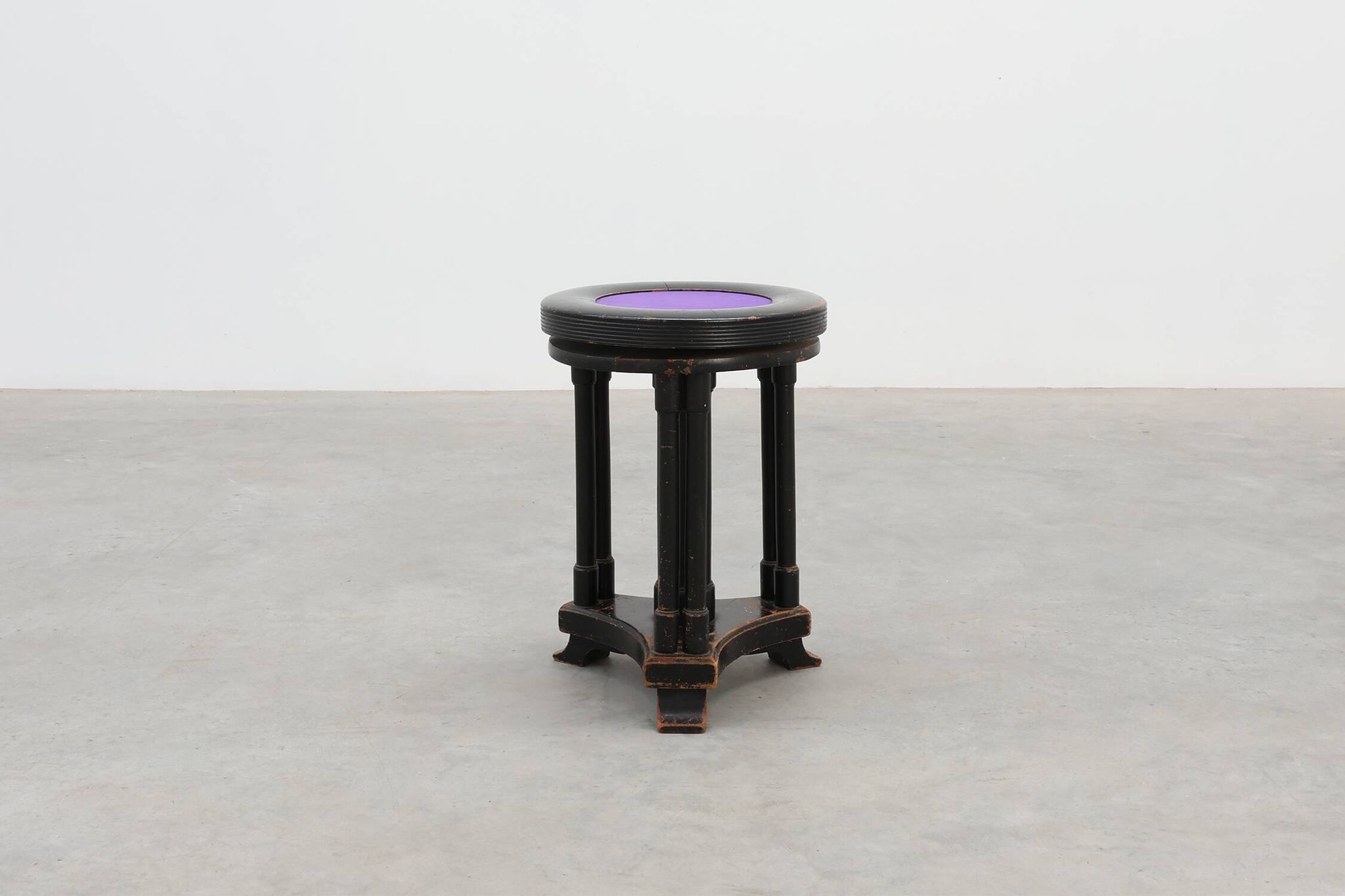 Black and purple adjustable velvet art deco piano stool, Belgium ca. 1910
