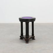 Black and purple adjustable velvet art deco piano stool, Belgium ca. 1910