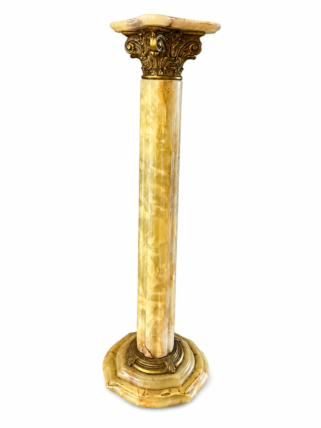 Onyx and gilded bronze column in Corinthian style – Display pedestal