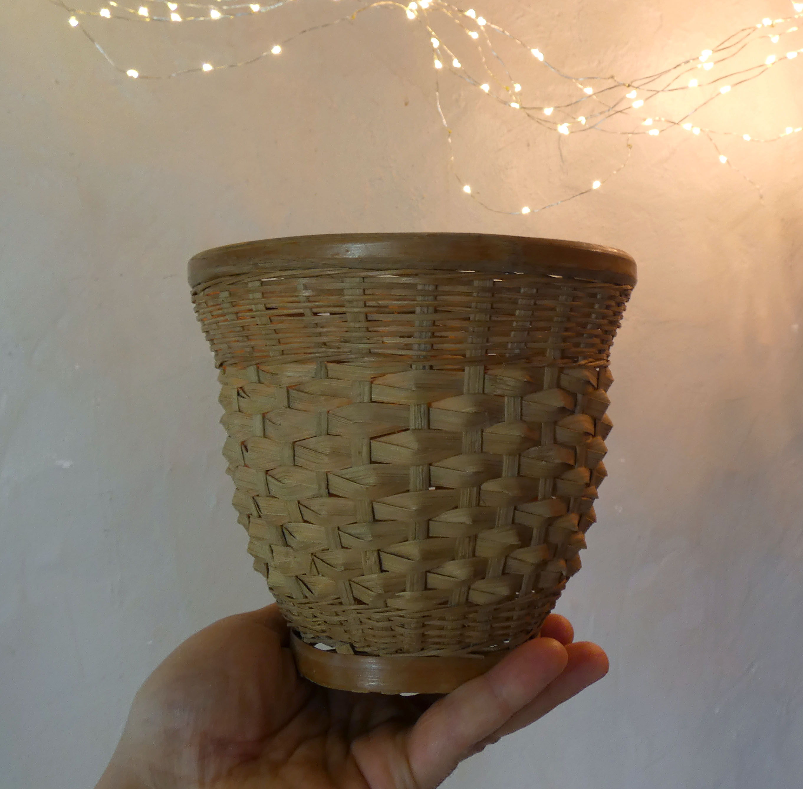 Vintage rattan pot cover