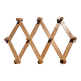 Vintage zigzag extendable coat rack in pine wood 80