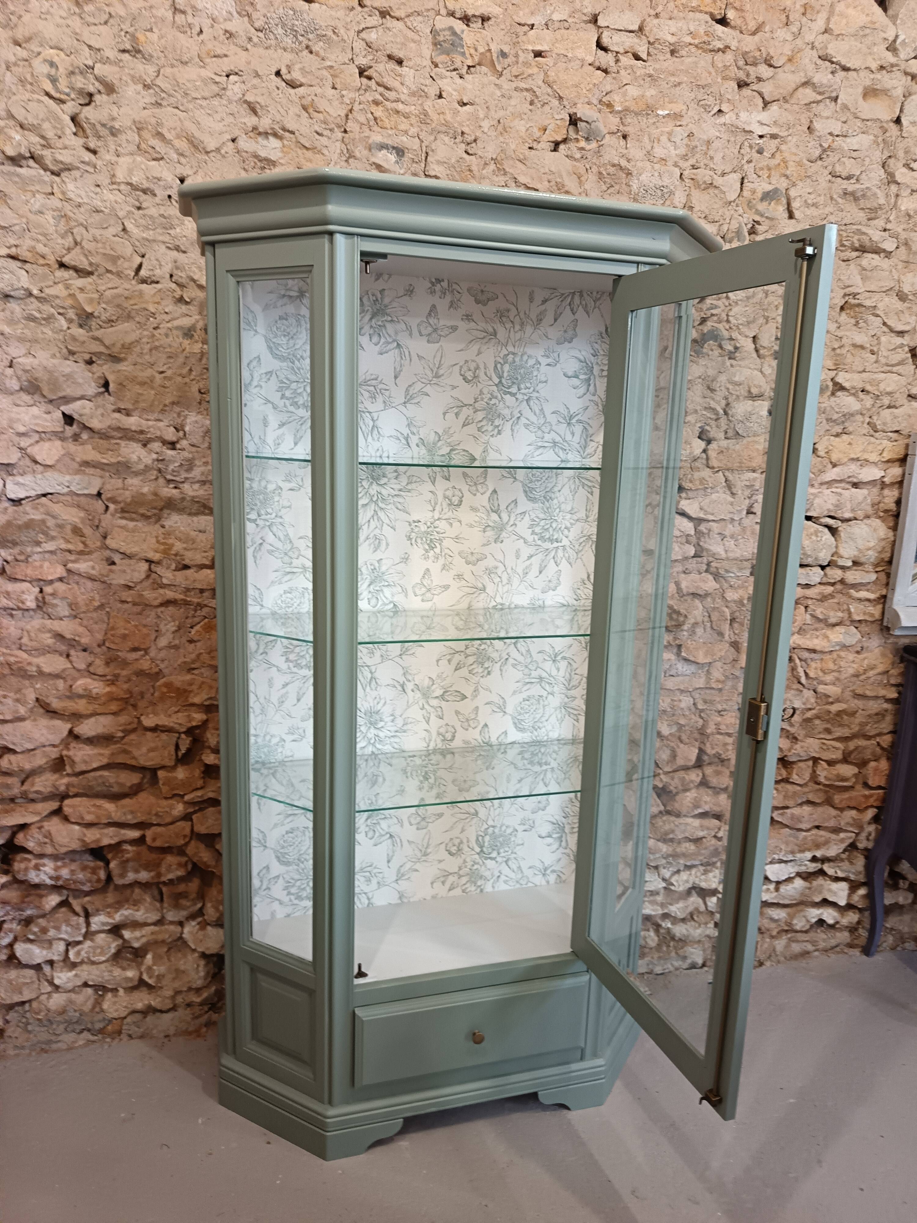 Bronze green display cabinet bookshelf