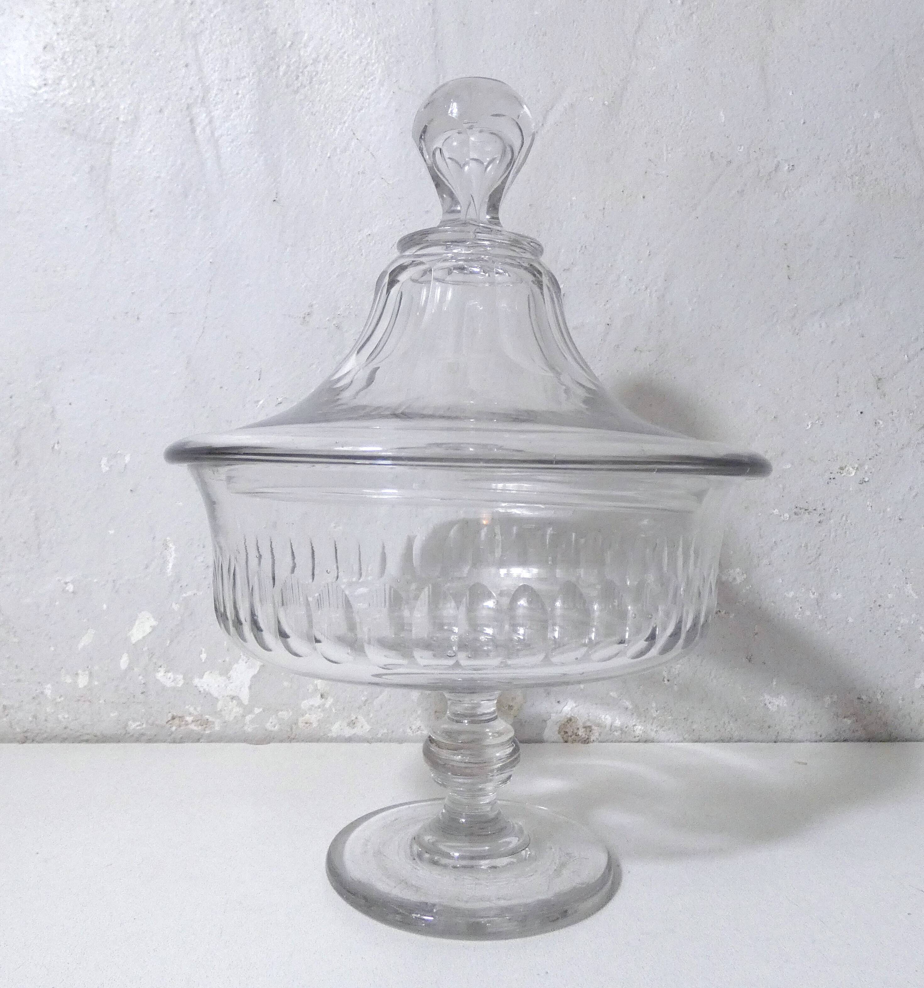 vintage glass covered candy box