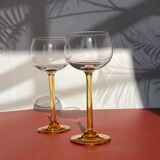 Pair of glass balloon vintage style Luminarc foot rod orange