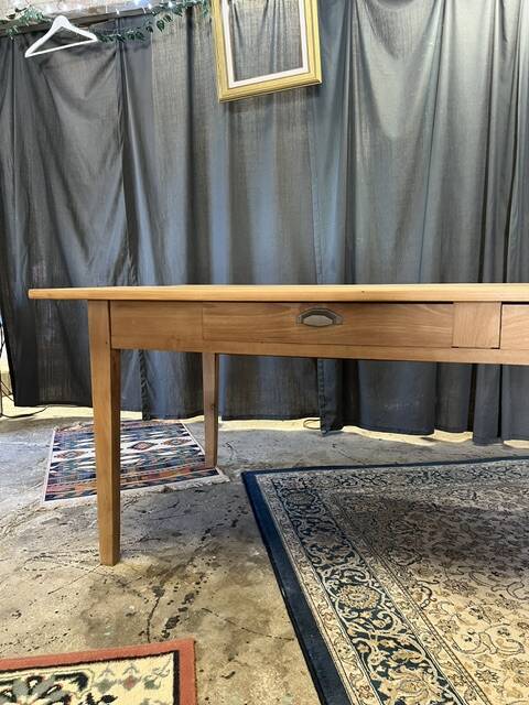 Large vintage table in restored solid elm.