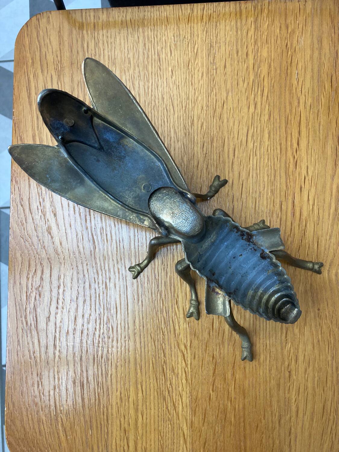 Vintage metal ashtray fly