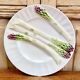 3 assiettes à asperges barbotine Luneville