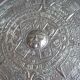 Mexican wall dish in silver metal and mother-of-pearl, 70s