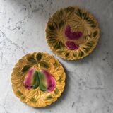 Pair of Sarreguemines slipware plates
