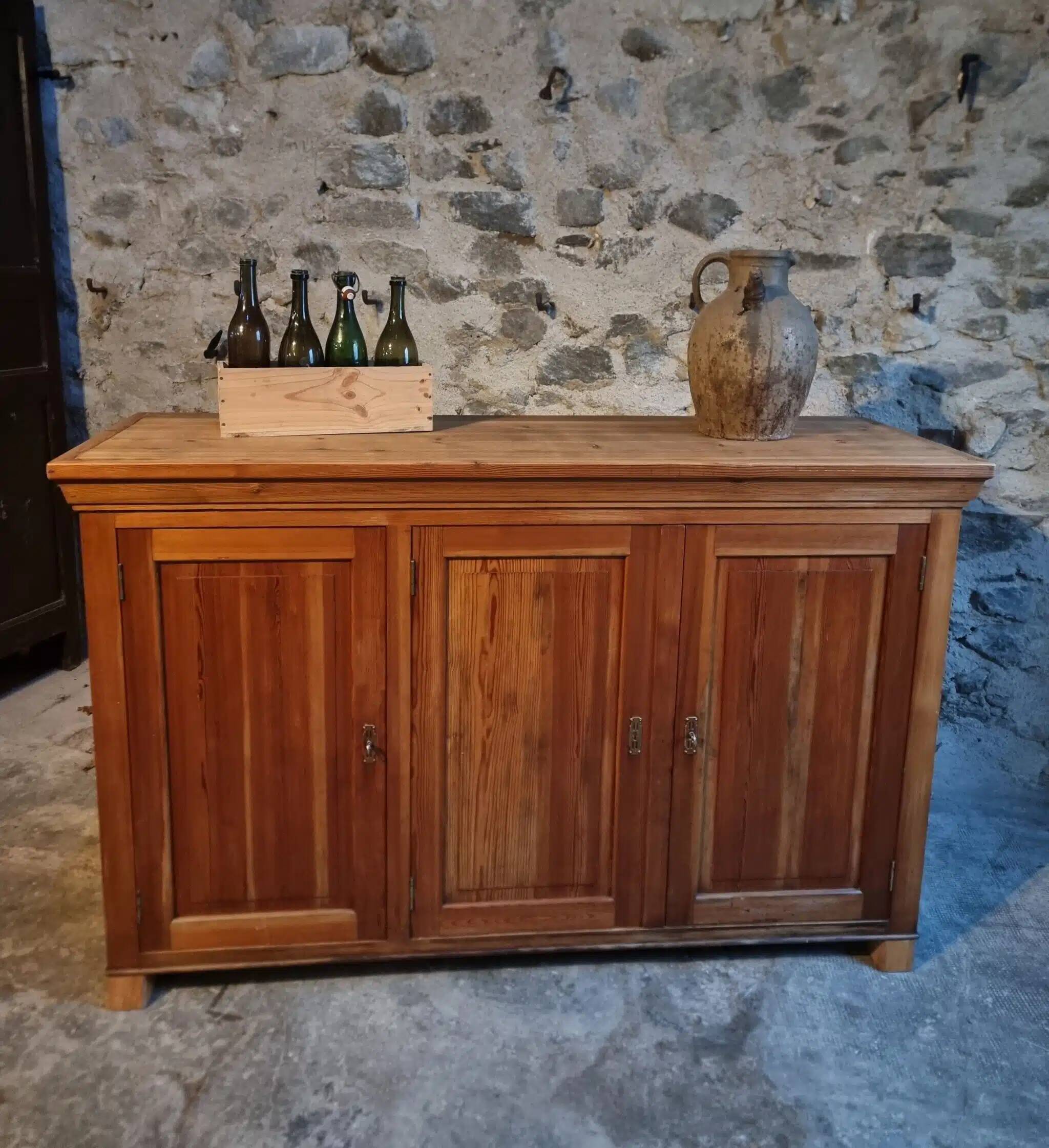 Vintage French pine buffet / Shop counter, 1930s