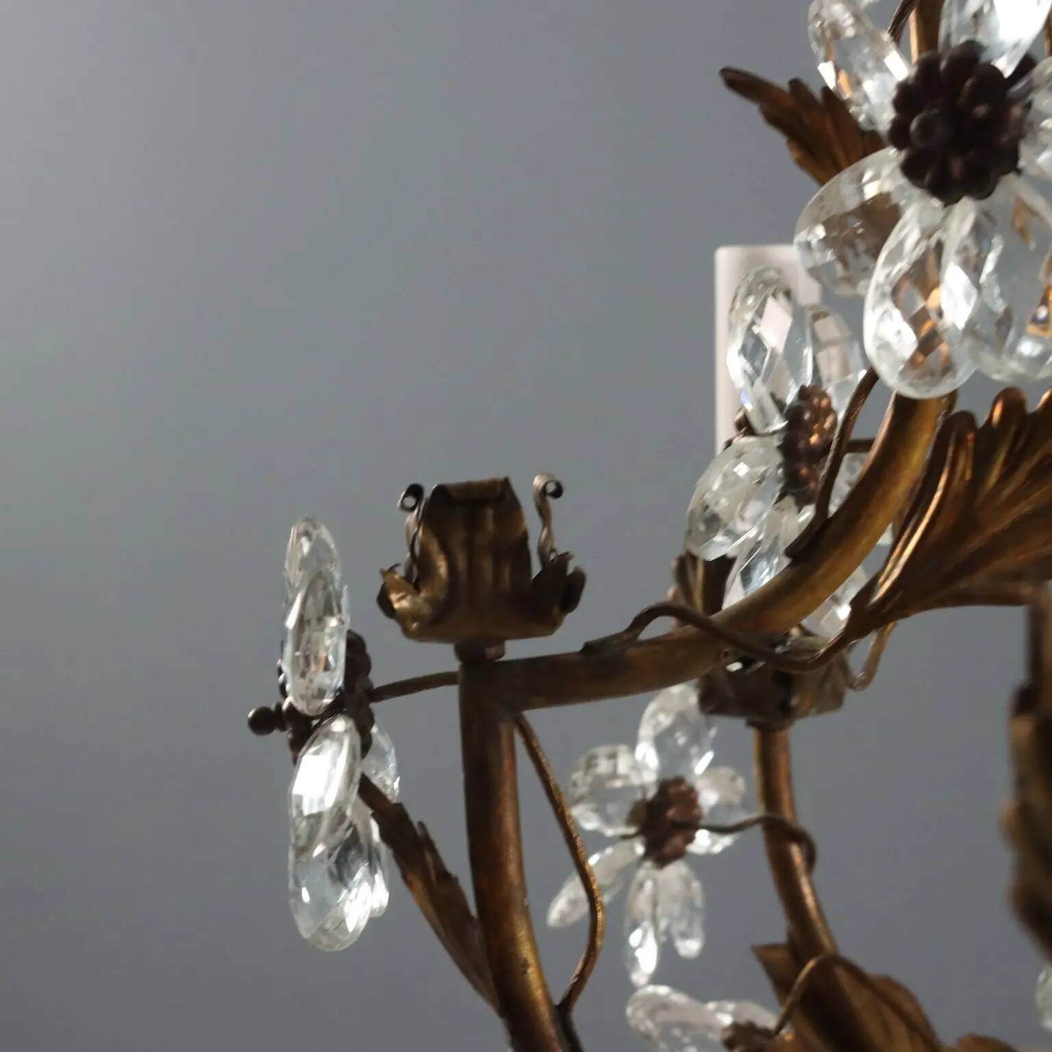 Antique golden metal chandelier, Italy, 20th century