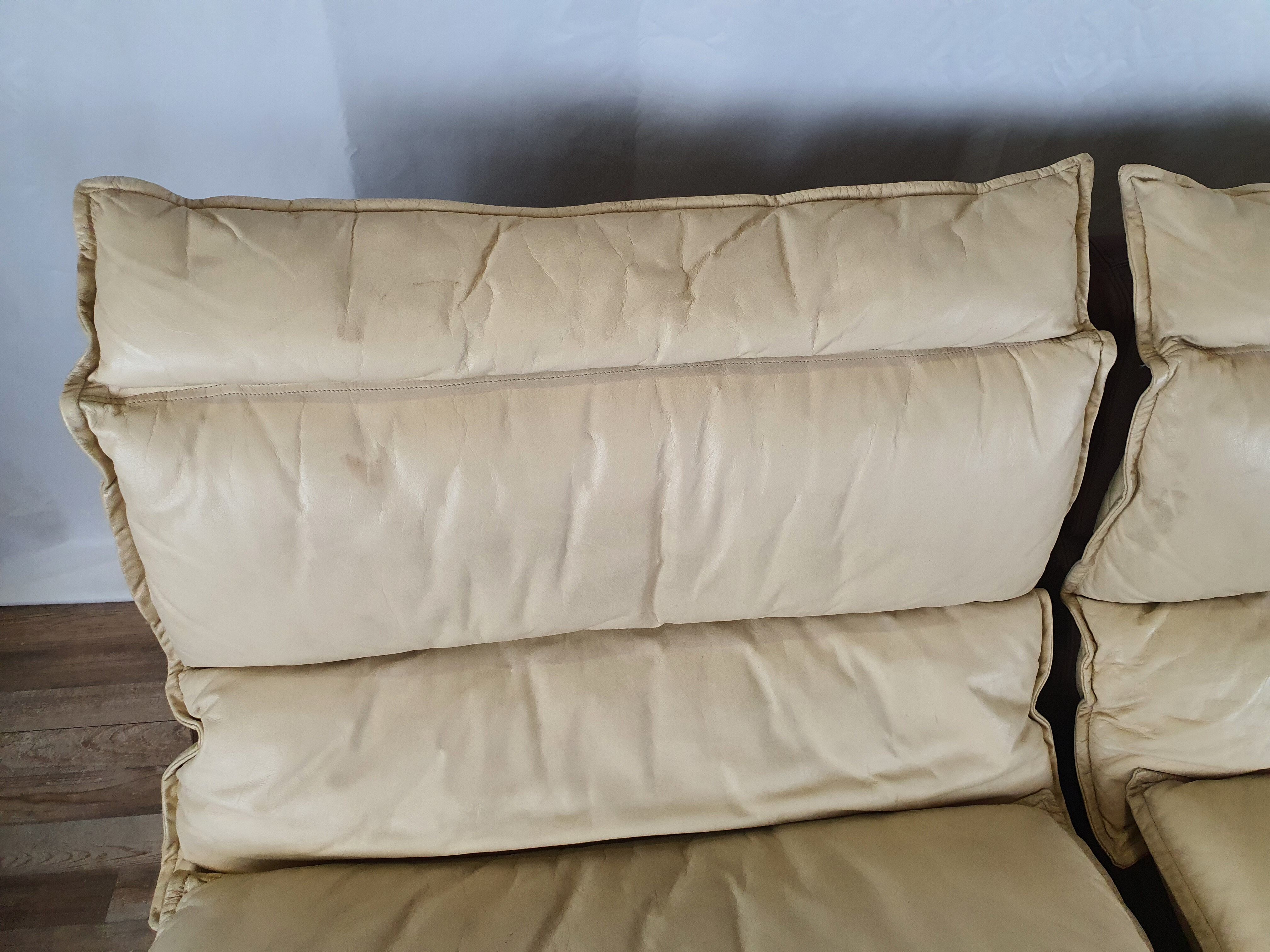 Modular sofa in leather and suede