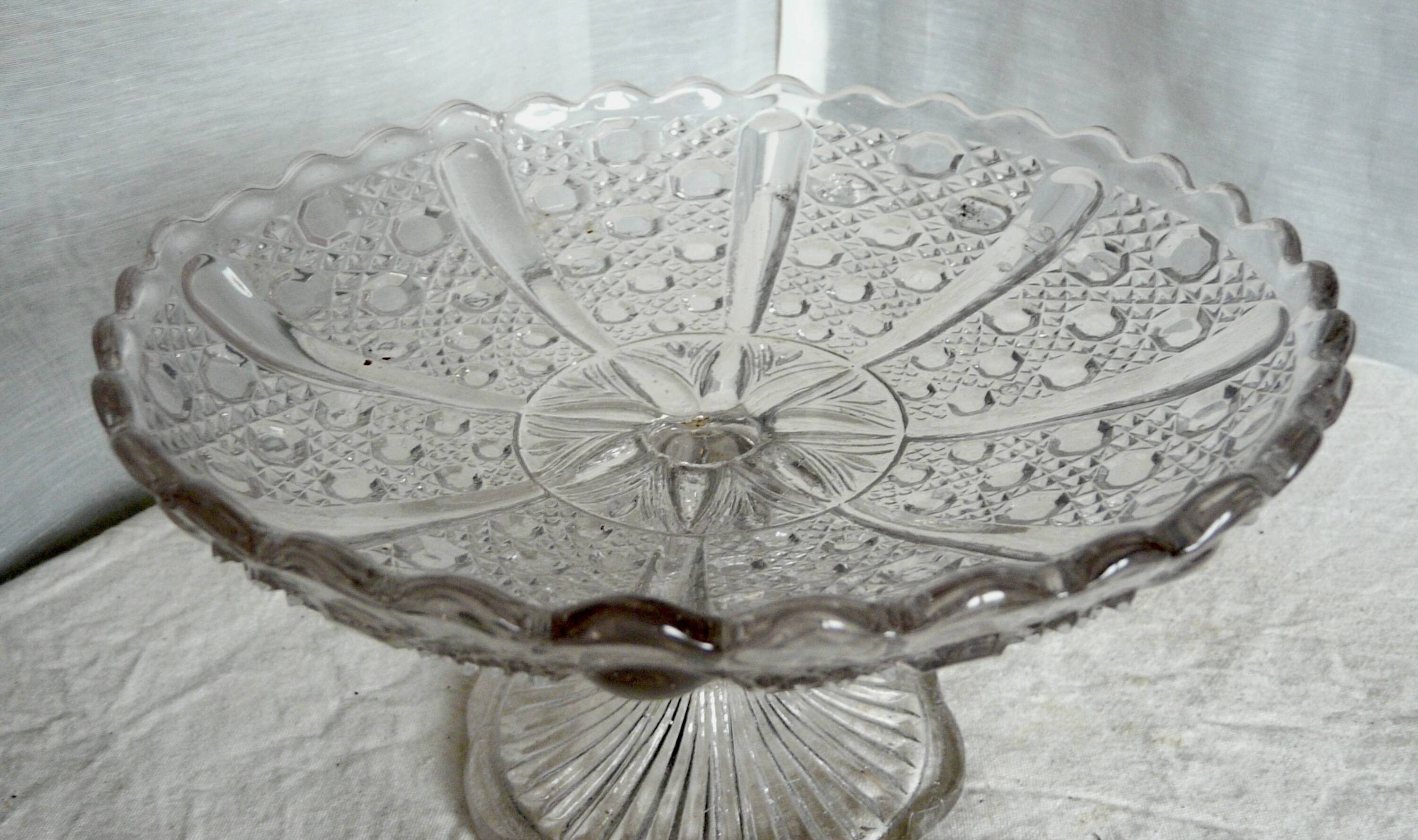 Cup on feet molded glass old compote bowl