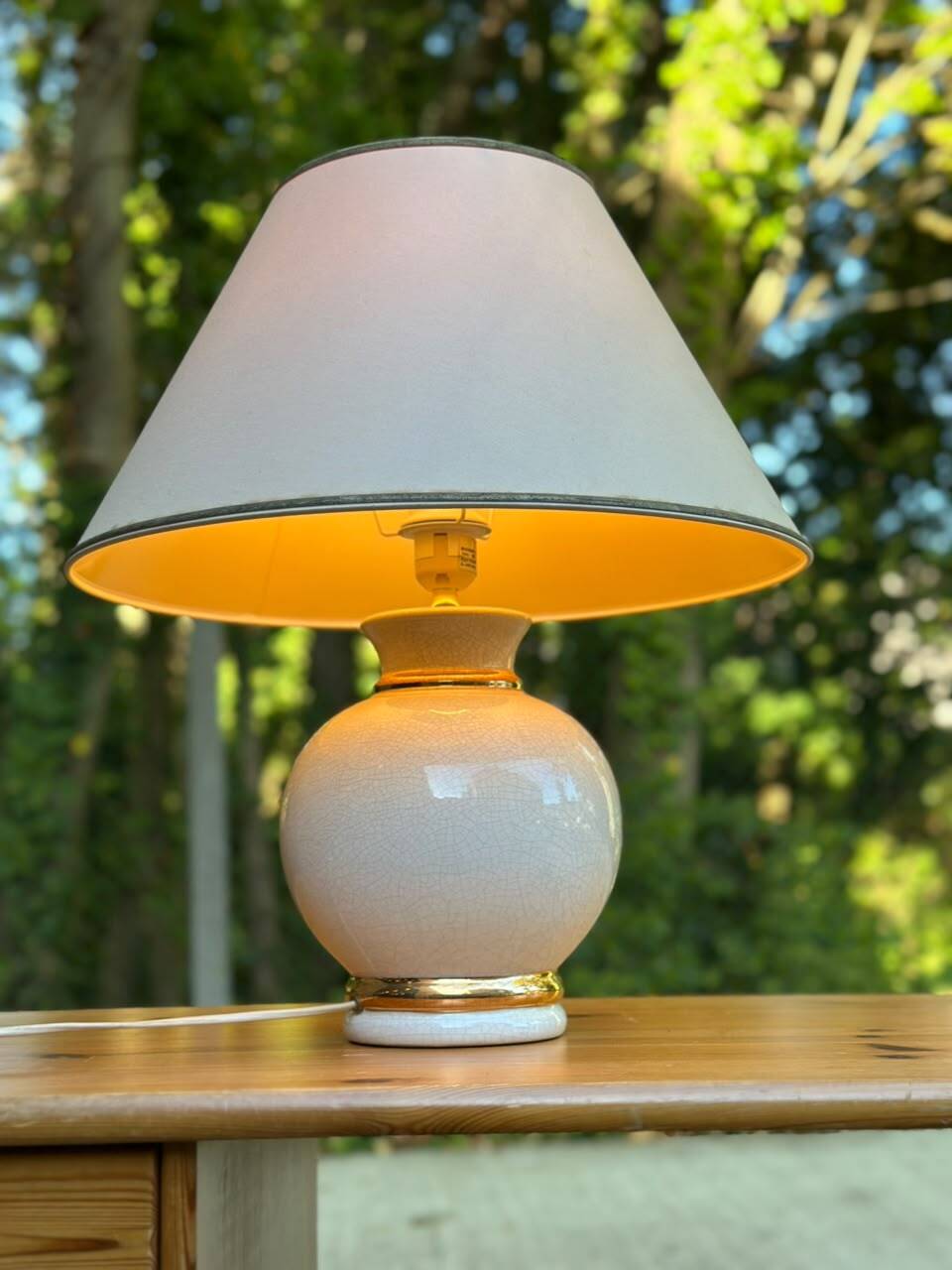 Vintage table lamp in crackled ceramic Rosagaso Spain 1990
