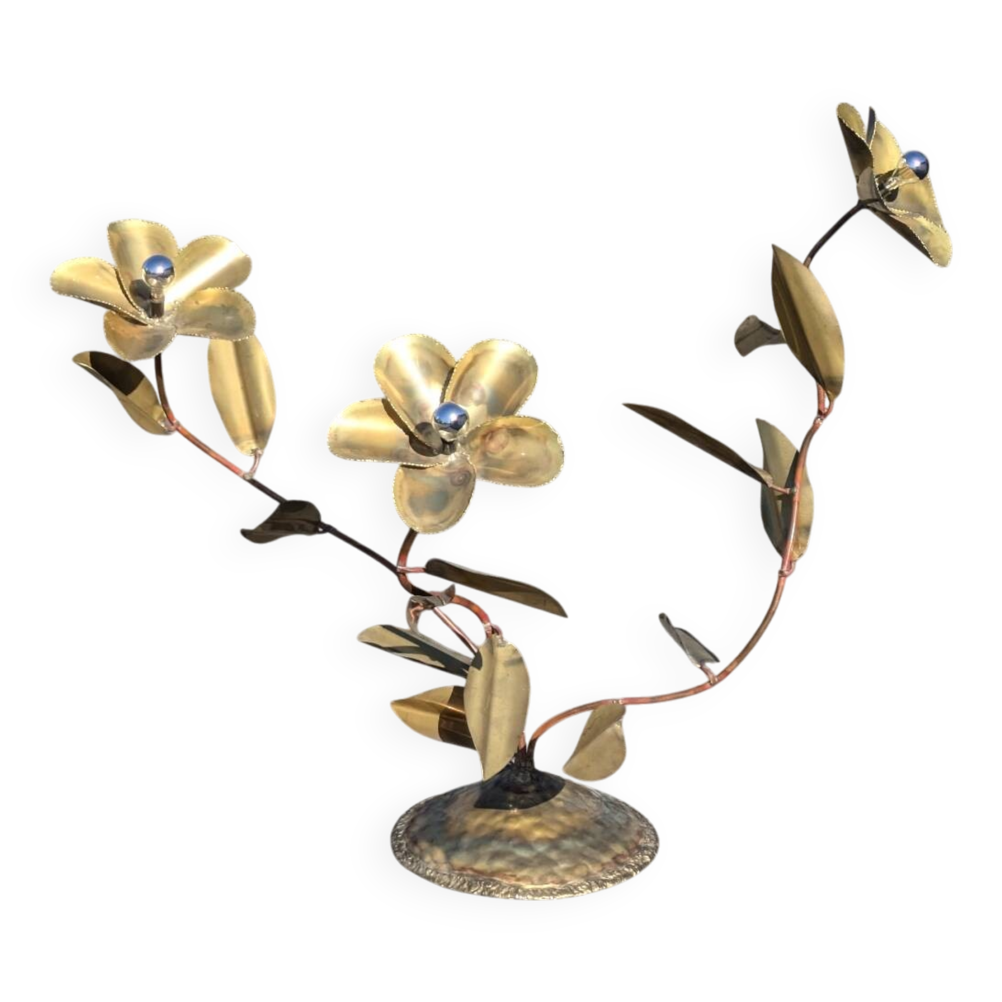 Vintage Brass Flower Floor Lamp - Hollywood Regency Style 1960s/1970s