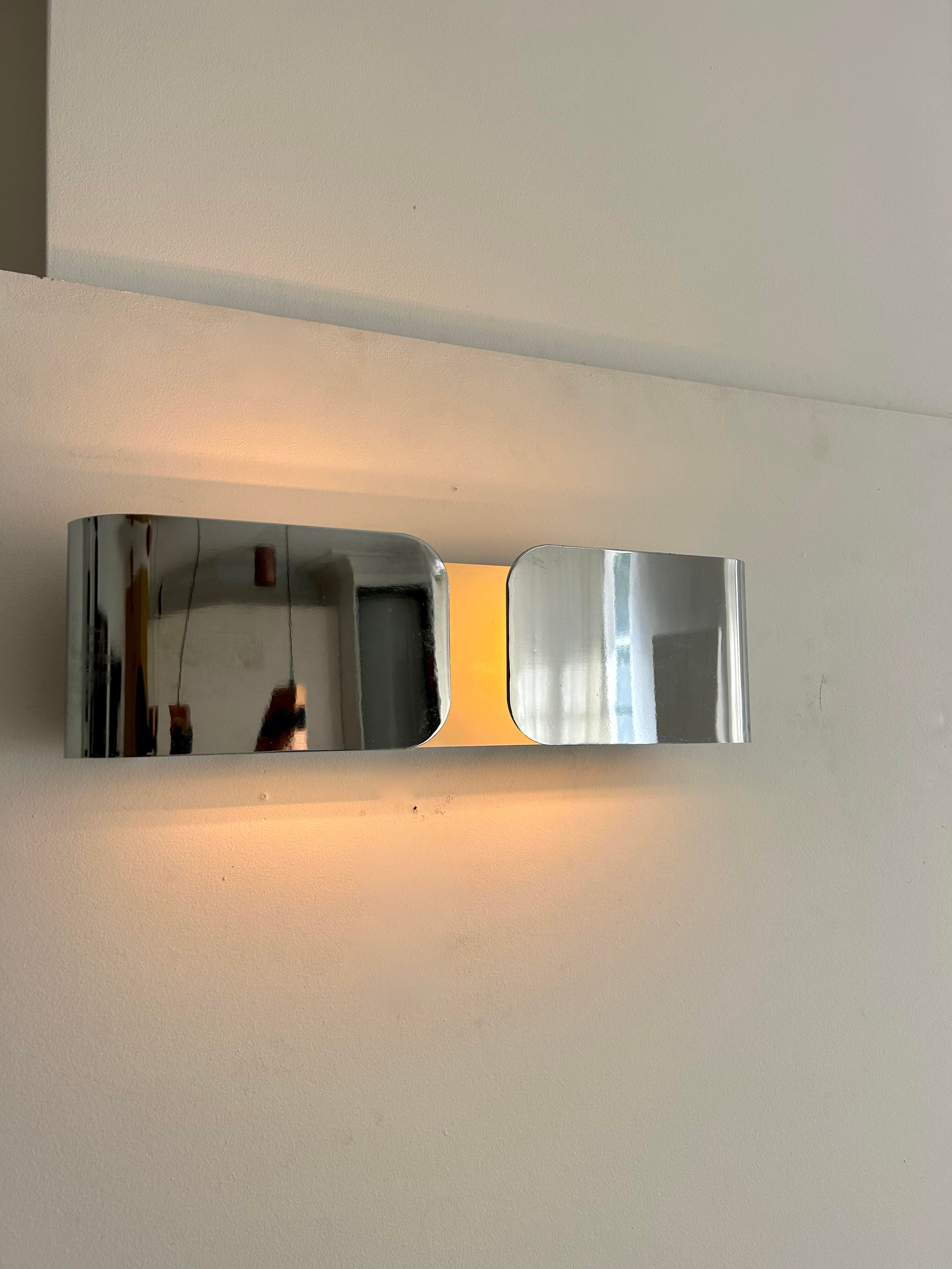 Vintage chromed metal wall lamp, France 1980