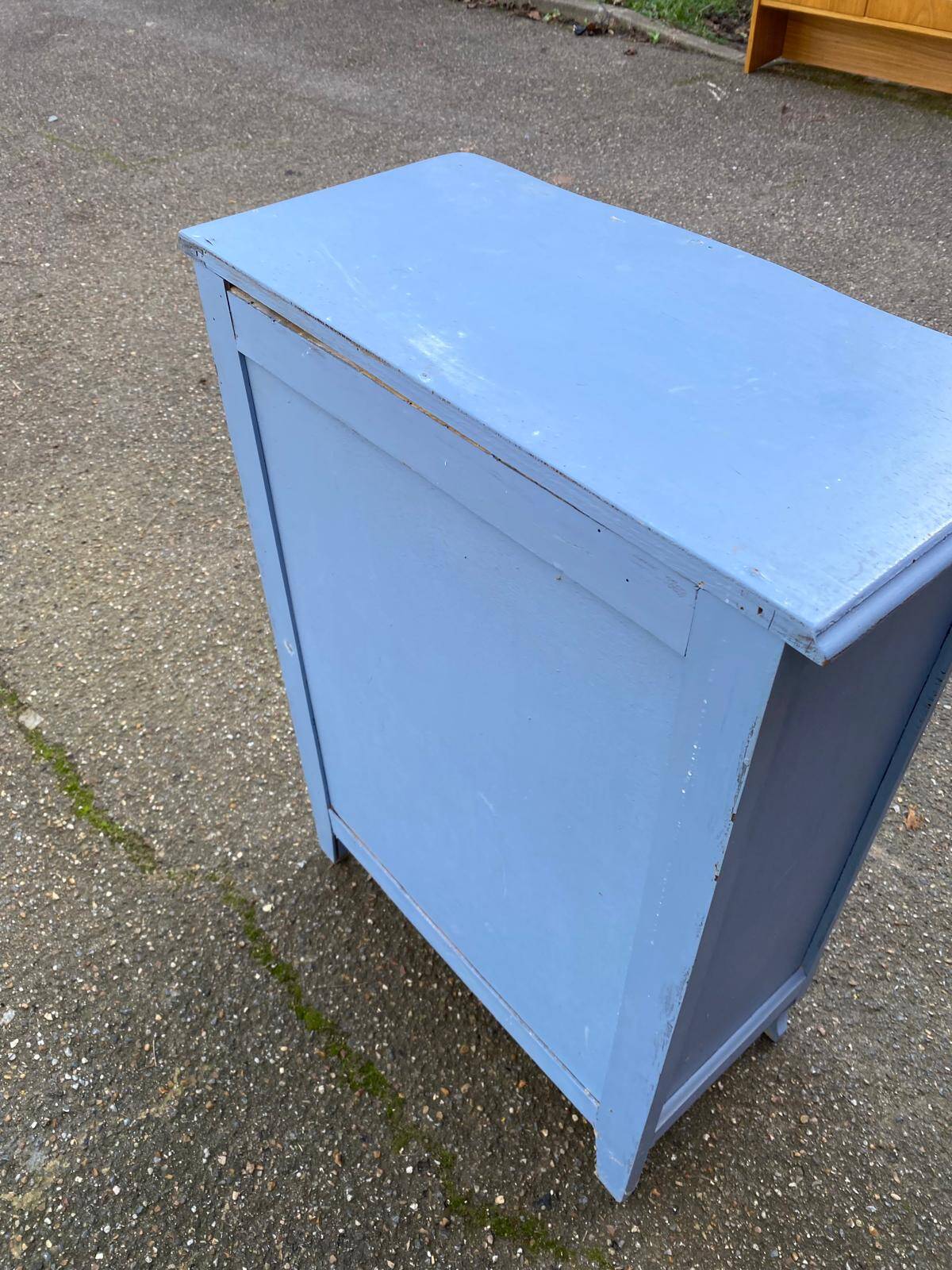 Vintage Louis XV style commode in grey-blue wood.