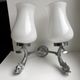 Duo of wall lamps in chrome metal and Opalines Japanese 50s