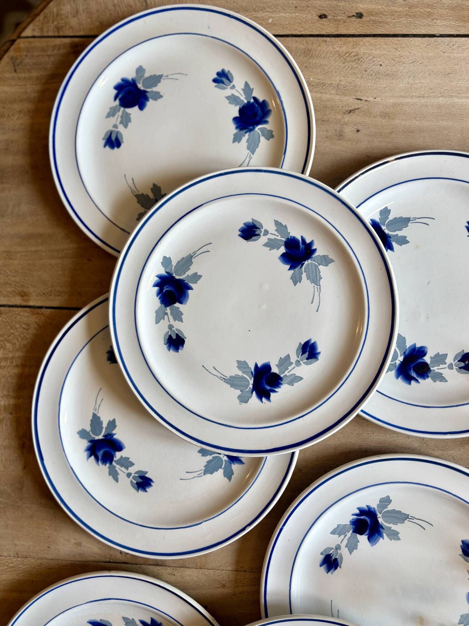 Set of 8 vintage dessert plates, Murcie model by Moulin des Loups