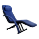 1980s Designer Lounge Chair in black fabric and blue Alcantara cover