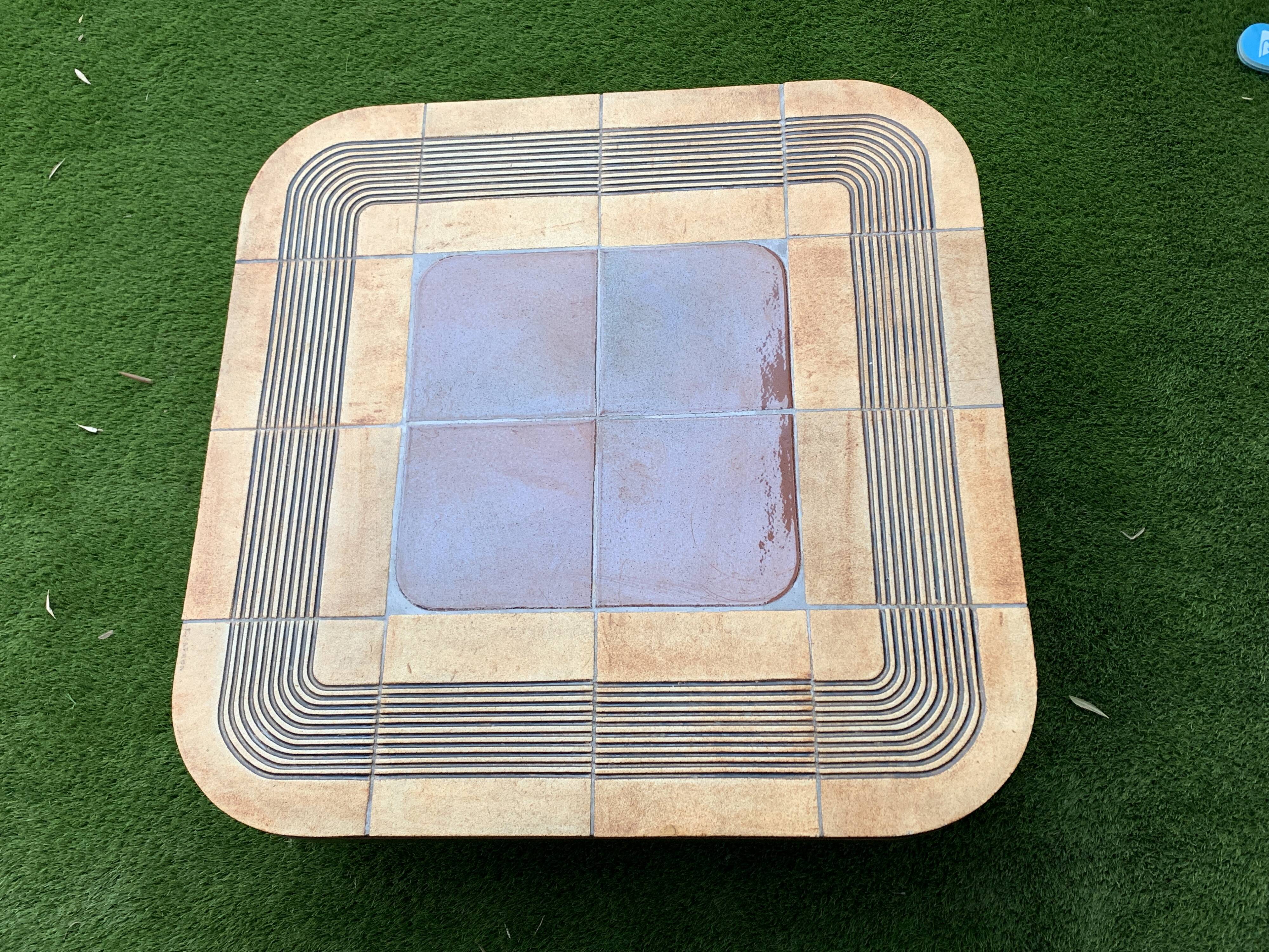 Ceramic coffee table signed Roger Capron and wood, Mambo model of the 1970s