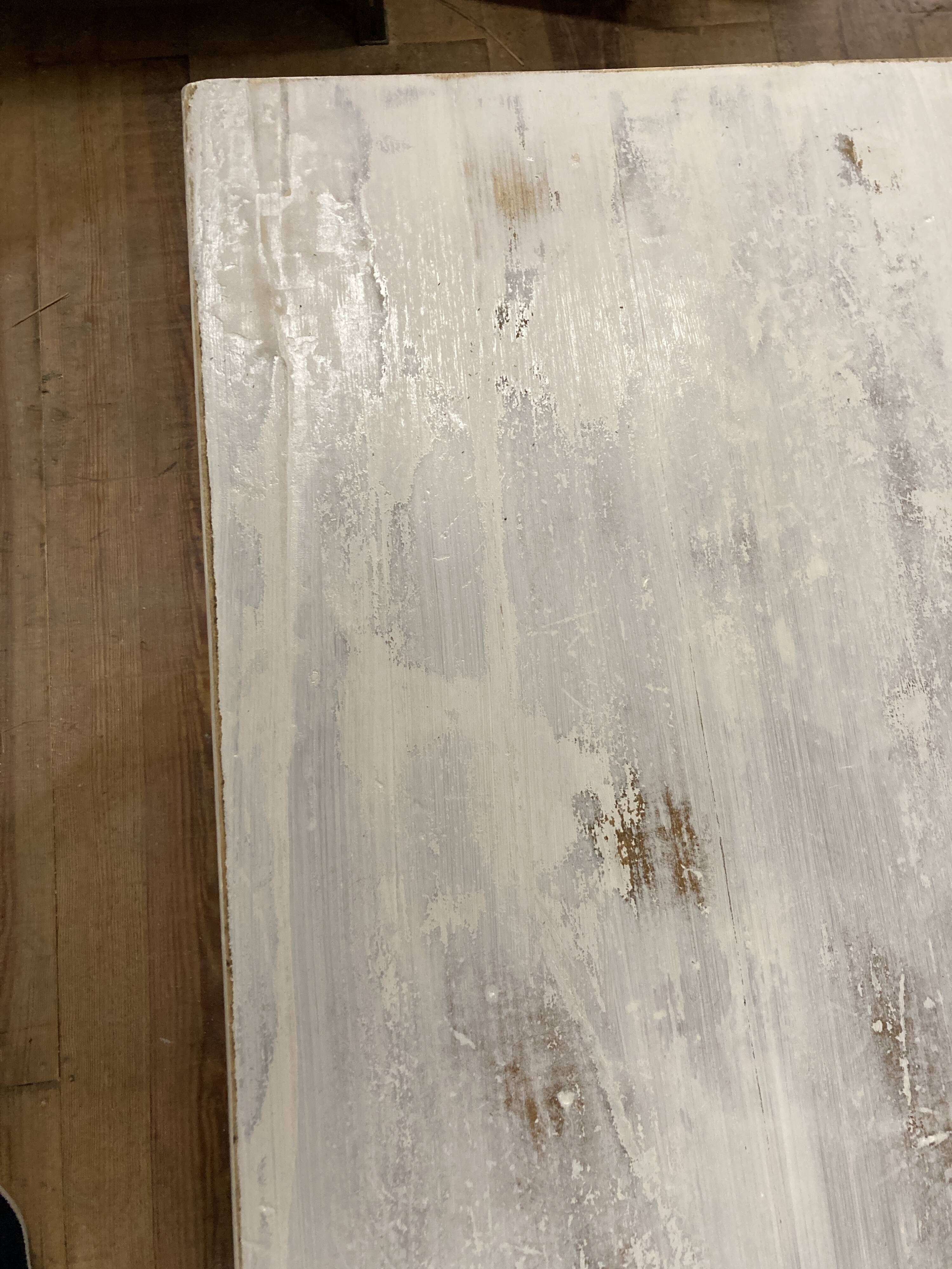 Farmhouse table 6 people white patinated in rectangular solid oak