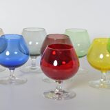 Multicolored cognac glasses