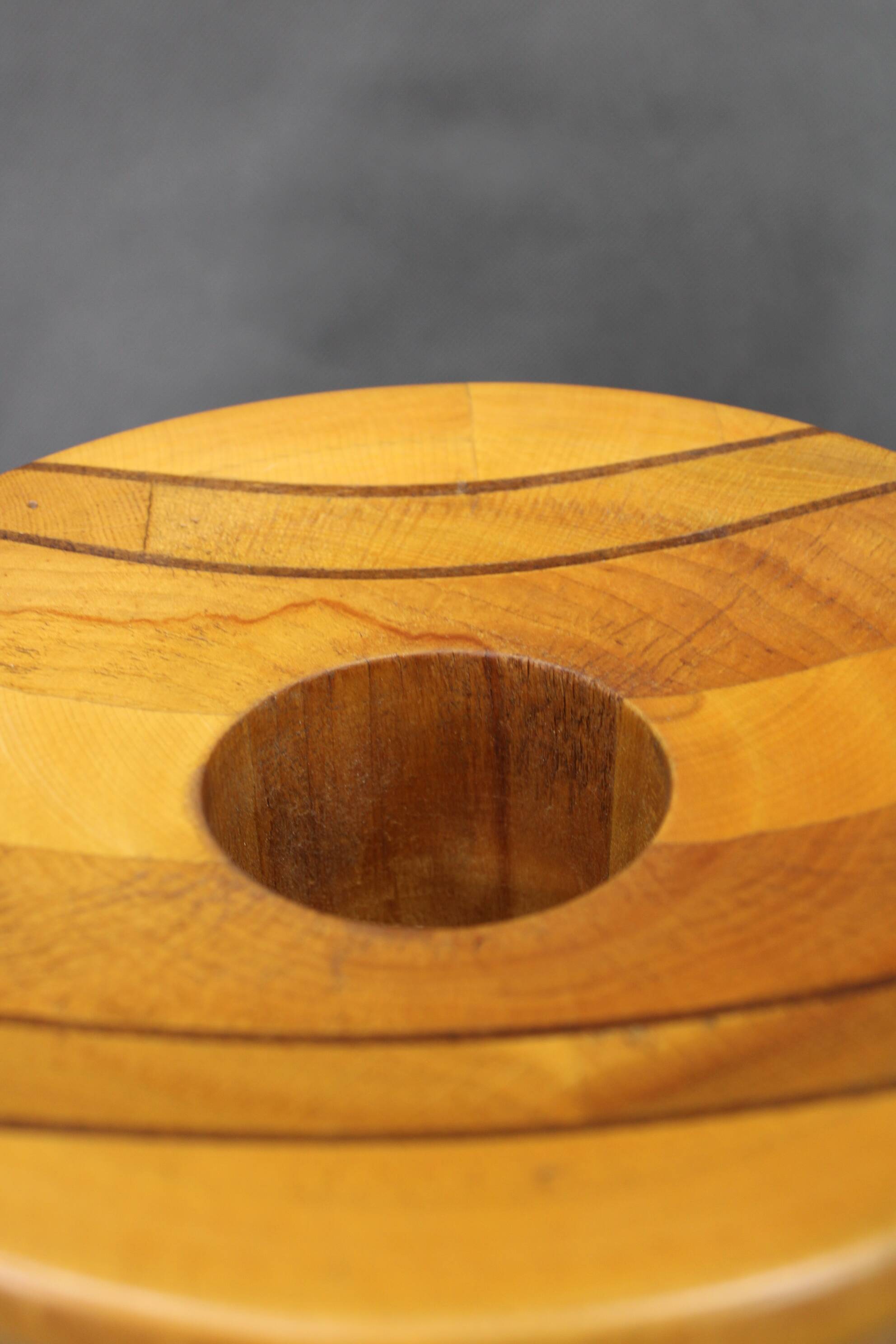 Pair of large Czechoslovakian wooden vases, mixed woods, 1960s