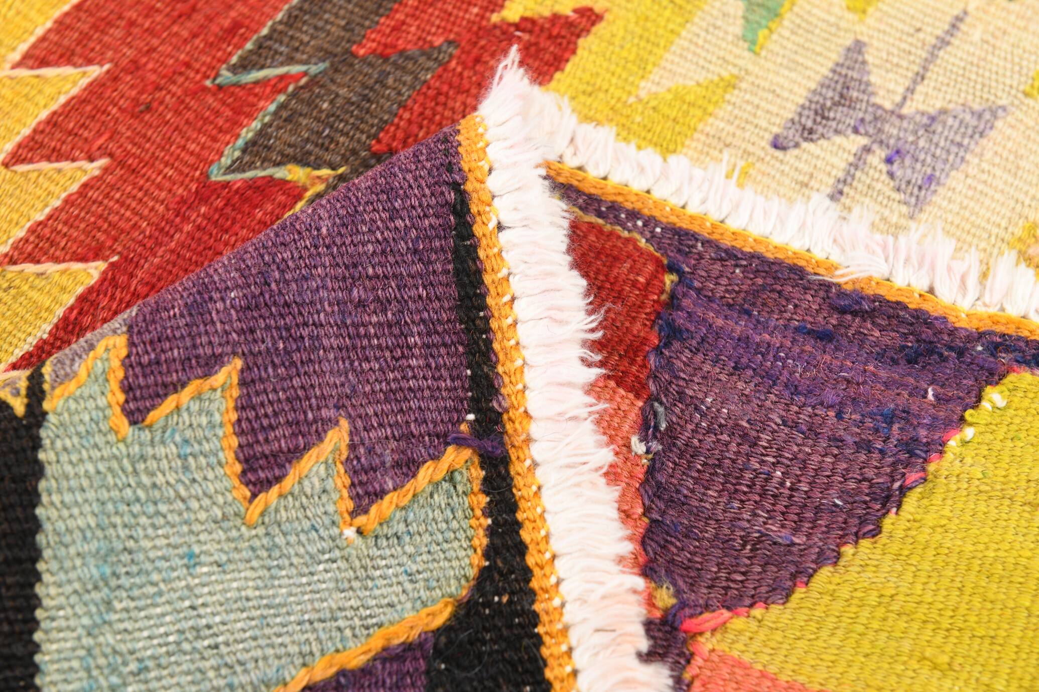 5x8 Red & Yellow Handmade Turkish Kilim Rug, 155x245Cm