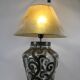 Lampe de salon, fer forgé et verre soufflé